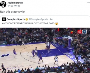 Anh em hãy rút kinh nghiệm nhé! Jaylen Brown đã tweet lại Edwards dunk: Wow, thật điên rồ