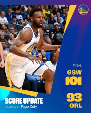 Người đóng góp đầu tiên! Warriors đăng poster chiến thắng sau trận đấu với hình ảnh Wiggins trên trang bìa